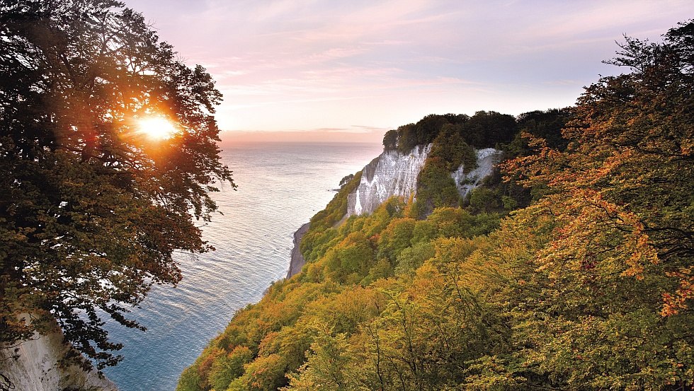 Die Kreideküste der Insel Rügen im warmen Licht des Herbstes, © TMV/Grundner