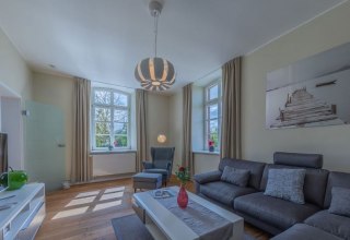 Wohnzimmer der Ferienwohnung Schmiede in Blücherhof, © Andre Pretzel