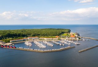 Luftansicht der YachtWelt Weiße Wiek, © Moritz Kertzscher