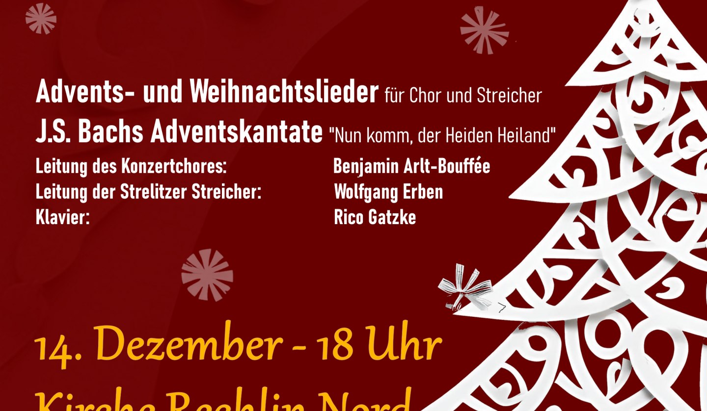 Unser Plakat für die Weihnachtskonzerte 2024, © Konzertchor Neustrelitz e.V.