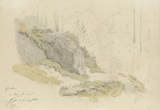 Friedrichs Studienzeichnungen, © Caspar David Friedrich, Felsen an einem Waldweg, um 1810, © Staatliche Kunstsammlung Dresden / Kupferstich-Kabinett, Foto: Herbert Boswank