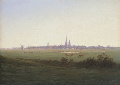 Ryckwiesen, Ruine Eldena und Rahsegel, © Caspar David Friedrich, Wiesen bei Greifswald, 1821/22 © Hamburger Kunsthalle/ bpk, Foto: Elke Walford