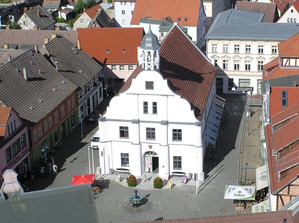 Wolgaster Rathaus von oben, © Baltzer