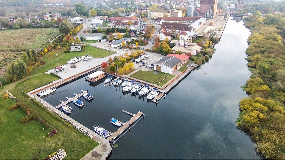 Luftansicht auf die Peene Marina in Demmin, © Oetjen GmbH