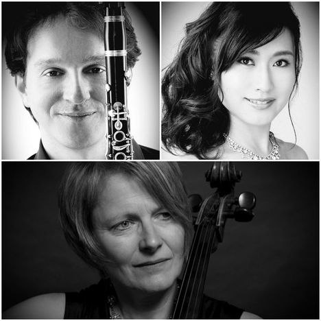 Robert-Kahn-Trio, © Arlene Knipper (Klarinette; oben links), Matthias Wentz GmbH (Cello; unten)