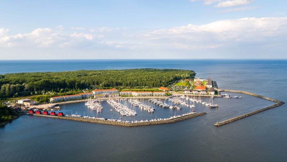 Luftansicht der YachtWelt Weiße Wiek, © Moritz Kertzscher