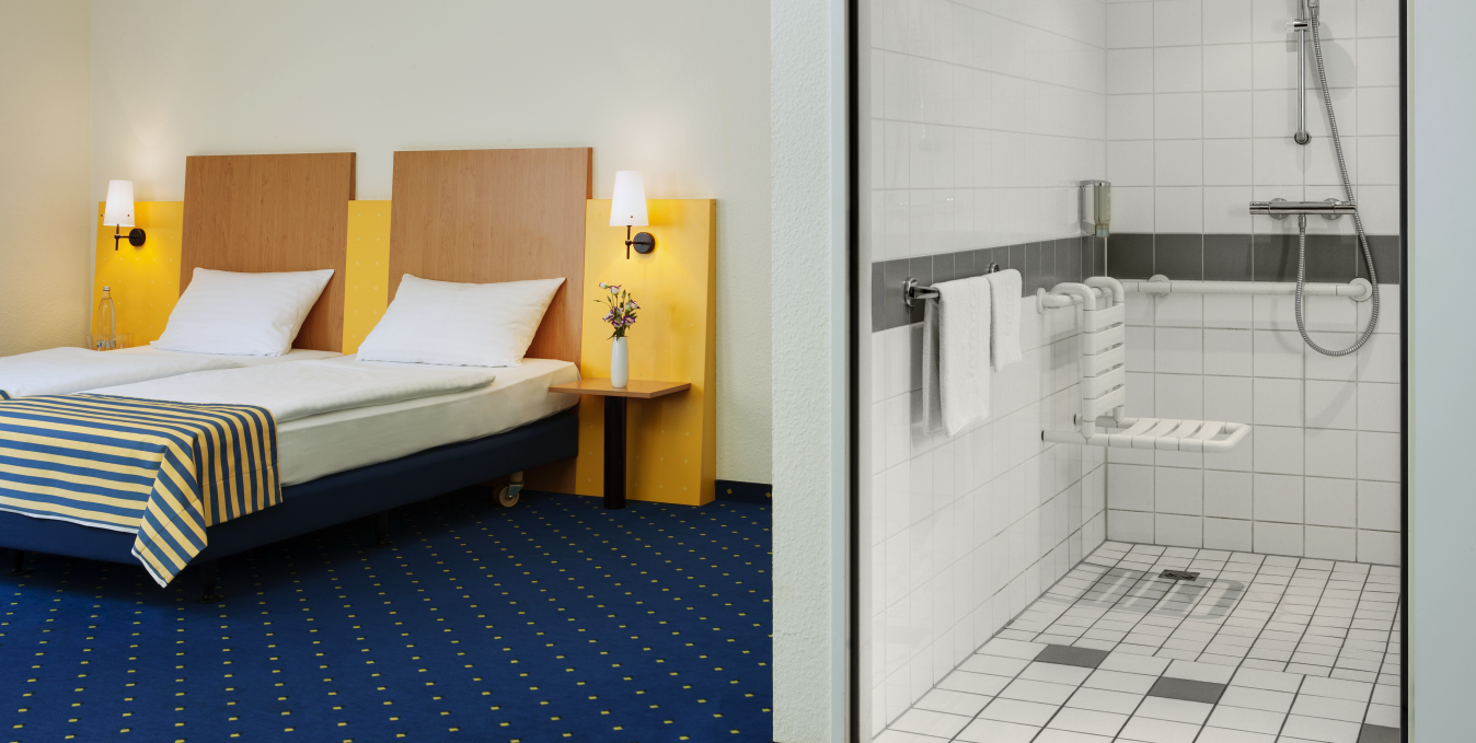 Behindertengerechtes Zimmer mit Bad., © IntercityHotel Stralsund