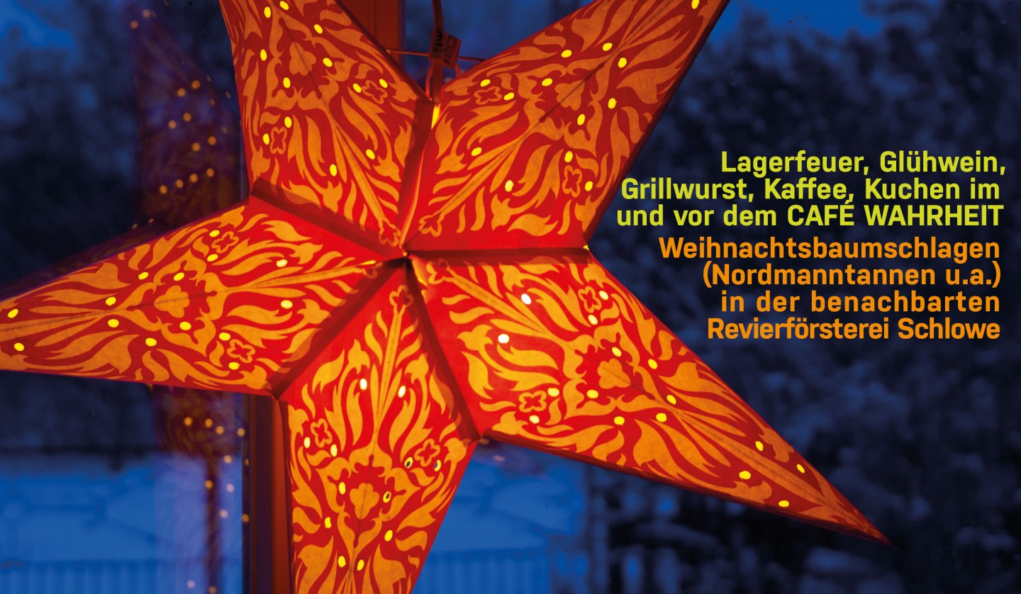 Lagerfeuer, Glühwein, Kinderpunsch, Wildbratwurst am Rande des Weihnachtsbaumschlagens in der Revierförsterei Schlowe, © https://www.jkbbs.de/content/kalender#zukunft