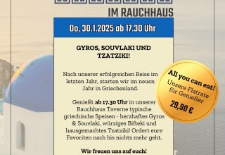 Typische griechische Spezialitäten in der Rauchhaus Taverne, © Rauchhaus Möllin