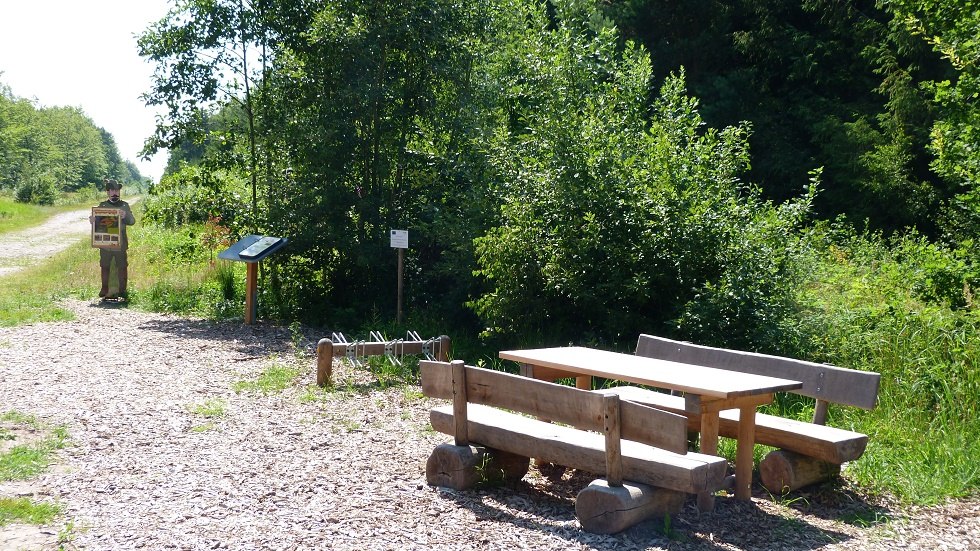 Direkt am Eingang des Walderlebnispfads befindet sich eine Picknickstation, © Ummanz-Information/Bordych