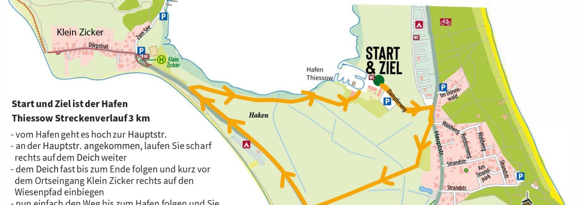 3km-Streckenplan-quadrat, © Kurverwaltung Mönchgut