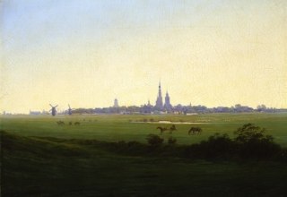 Caspar David Friedrich. Heimatstadt, © Caspar David Friedrich, Wiesen bei Greifswald, 1821/22 © Hamburger Kunsthalle/bpk, Foto: Elke Walford