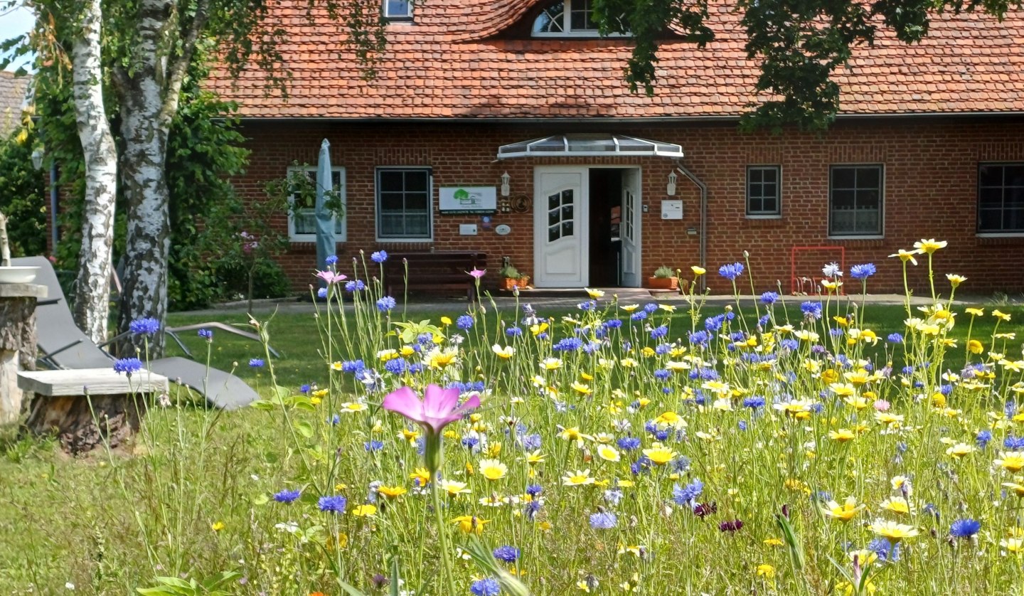 Pension Redefin Haupthaus mit Gästegarten, © Pension Redefin GbR