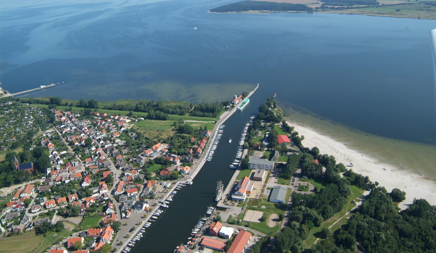 Ryckmündung zum Greifswalder Bodden und Strandbad Eldena, © Segelschule Greifswald Dieter Knopp