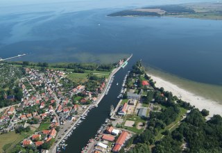 Ryckmündung zum Greifswalder Bodden und Strandbad Eldena, © Segelschule Greifswald Dieter Knopp