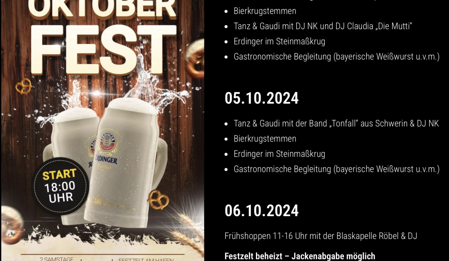 Flyer inkl. Programm für das Oktoberfest in Röbel/Müritz, © H.Lindner-Event