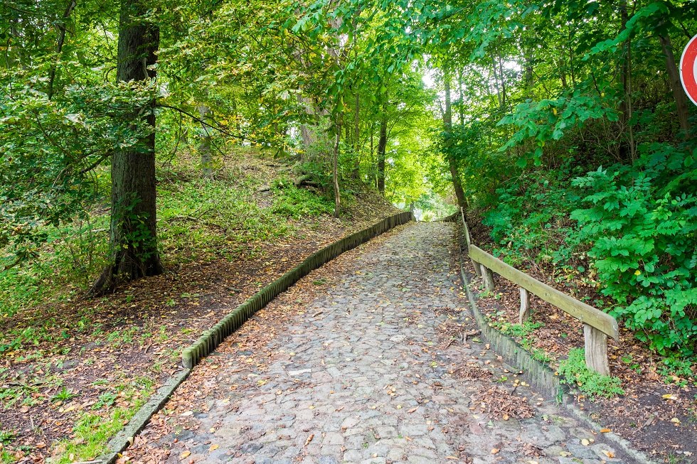 Der Weg zum Burgwall hinauf führt zum Friedhof., © Frank Burger