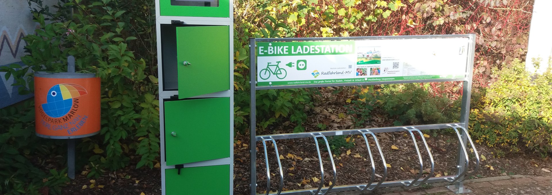 e-bike-ladestation-vogelpark-marlow, © Tourismusverein Vogelparkregion Recknitztal e.V.