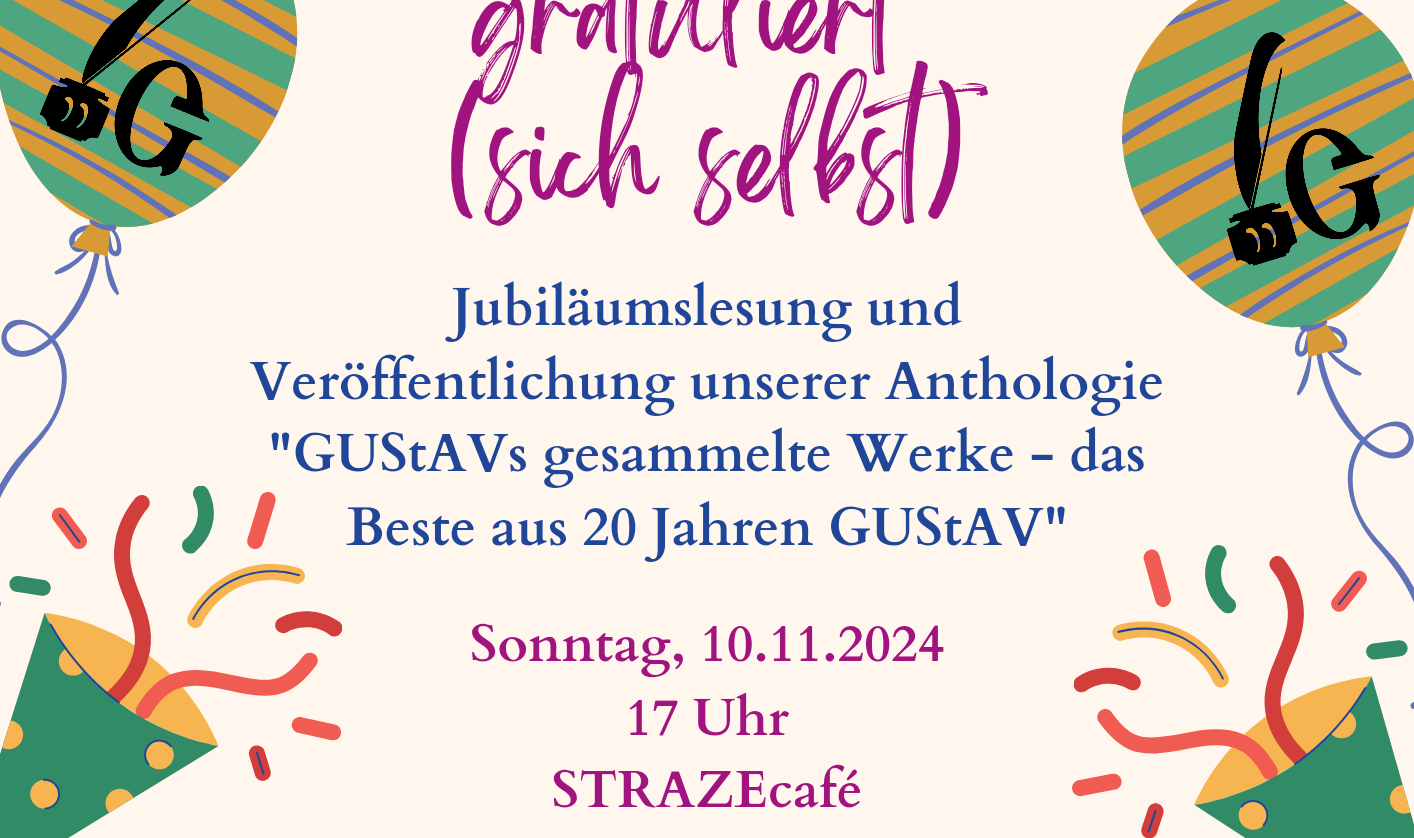 Flyer zur Lesung und Anthologieveröffentlichung, © GUStAV / Dennis Quadt / Lark M. Toda