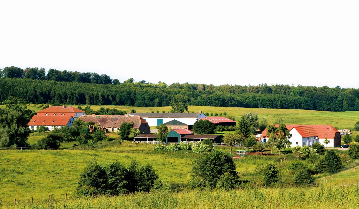 Das Gut und die Gourmet Manufaktur in Klepelshagen eingebettet in die Landschaft der Brohmer Berge, © Gourmet Manufaktur Gut Klepelshagen