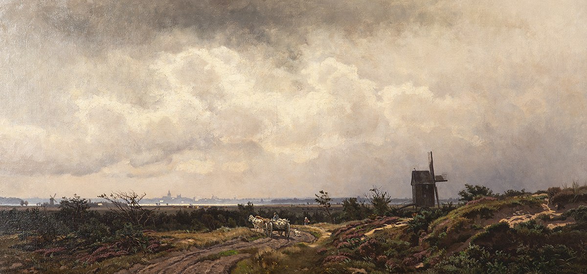 Carl Malchin, Sommerweg zur Mühle mit Blick auf Schwerin, 1902, Öl auf Leinwand, 545x1150 mm, © Carl Malchin