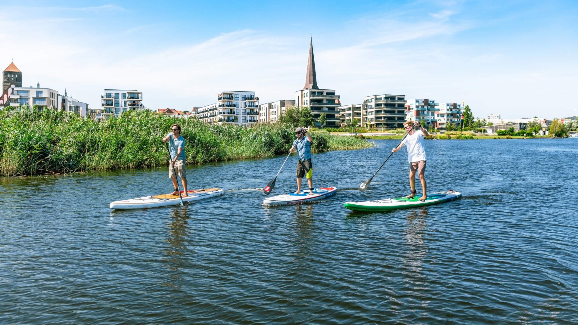 SUP-Tour mit den Kumpels auf der Unterwarnow, © TMV/Tiemann