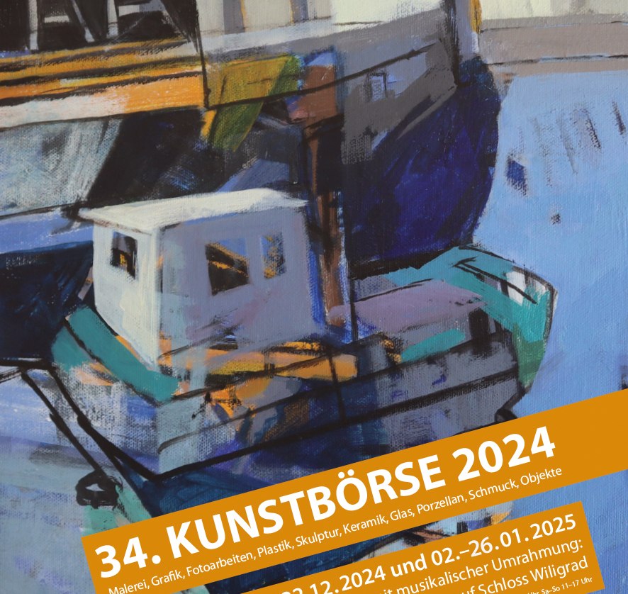 Ausschnitt aus einem Bild von Karin Wurlitzer »Greifswalder Hafen«, © Kunstverein Wiligrad