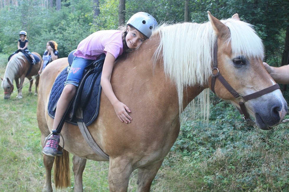 Für die Kleinen sind unsere Ponys die Größten- ruhig im Umgang, verlässlich und geländesicher., © Waldhof Bruchmühle