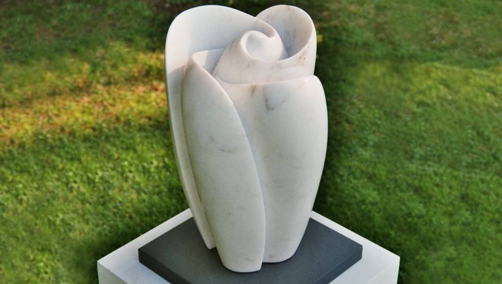 Schneeglöckchen, Skulptur aus Carrara-Marmor, 2011, Höhe 35 cm, © Manfred M. Bonewitz