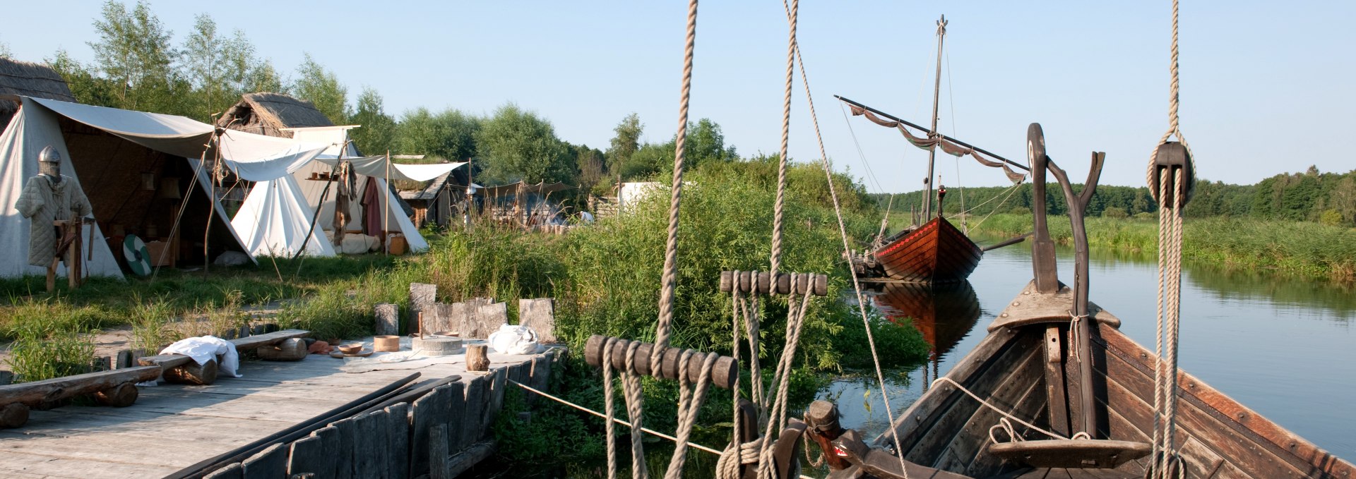 Slawenboote auf der Uecker am Ukranendorf, © Leo Seidel