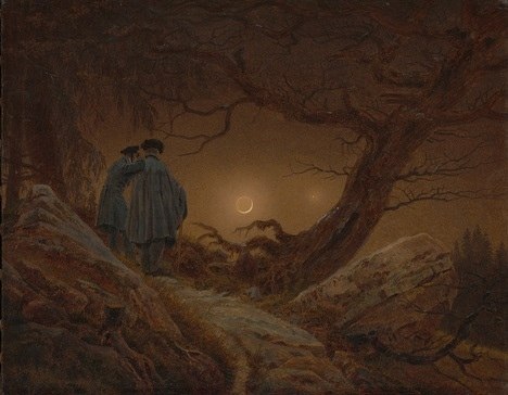 Himmelphänomene in den Werken von Caspar David Friedrich, © C.D. Friedrich: "Zwei Männer in Betrachtung des Mondes" (1819/20) Staatliche Kunstsammlungen (Galerie Neue Meister) Dresden