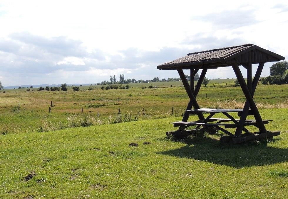 Blick Rastplatz mit Salzwiesen im Hintergrund, © Kurverwaltung Insel Poel