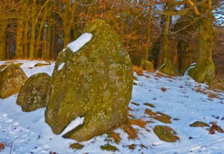 Das Großsteingrab im Schlosspark Dwasieden in Sassnitz, C. D. Friedrichs Motiv, © Dr. Katrin Staude