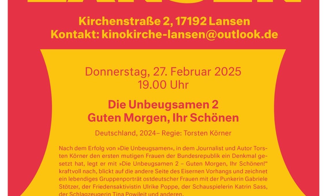 Ankündigung Kino Kirche Lansen27.02. 2025, 19.00 Uhr, © Bresgott