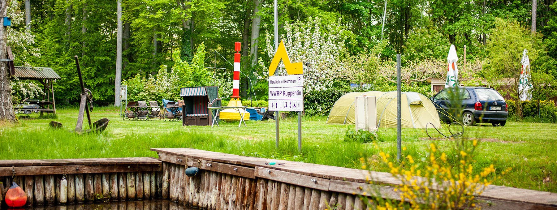 Der Wasserwanderrastplatz Kuppentin an der Elde, auch bekannt als Bermudadreieck, © Heike Eickholt