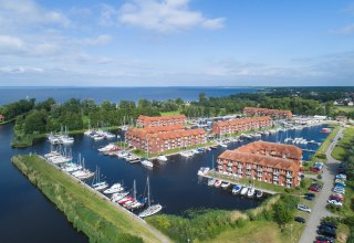 Luftbild Marina mit Blick auf das Stettiner Haff, © Marina-Lagunenstadt