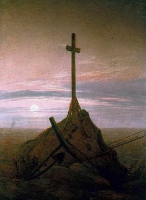 Romantische Melancholie. Über den Zusammenhang zwischen Kunst und Melancholie, © Caspar David Friedrich, Kreuz an der Ostsee, um 1815 © Stiftung Preußische Schlösser und Gärten Berlin-Brandenburg