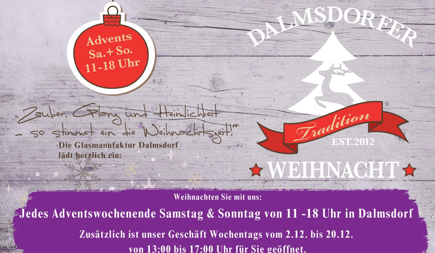 Dalmsdorfer Weihnacht Flyer Vorderseite, © Glasmanufaktur Dalmsdorf