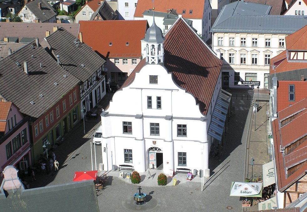 Wolgaster Rathaus von oben, © Baltzer